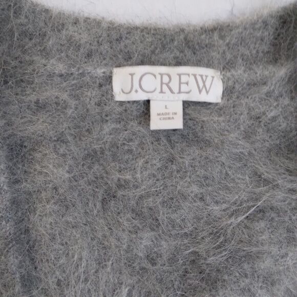 J. Crew Alpaca Blend Cardigan Gray Oversized Preppy Cabincore Women's Size L - Picture 8 of 16